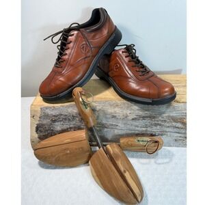 ECCO Mens Brown Leather Walking Shoes Bicycle Toe Shock Point EU 45 US 11-11.5